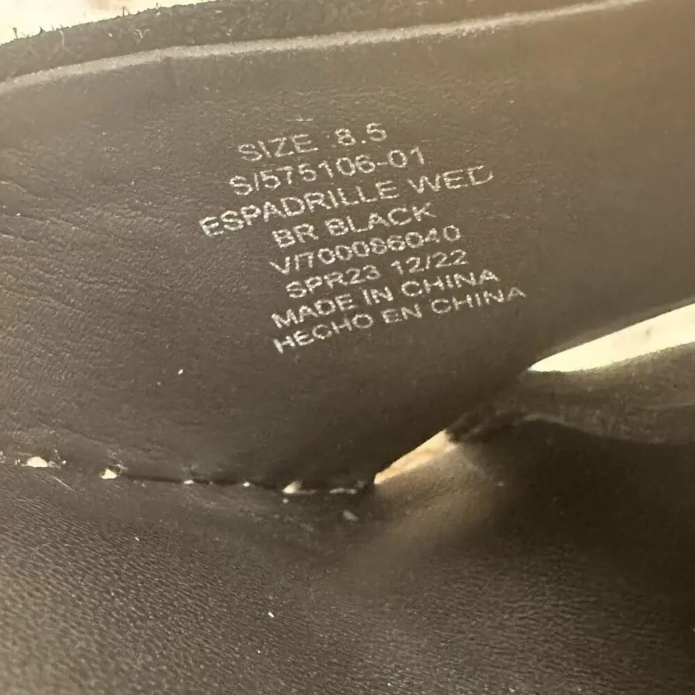 Banana‎ Republic Sandals Womens 8.5 M Slip On Wedge Espadrille Slide Black Suede